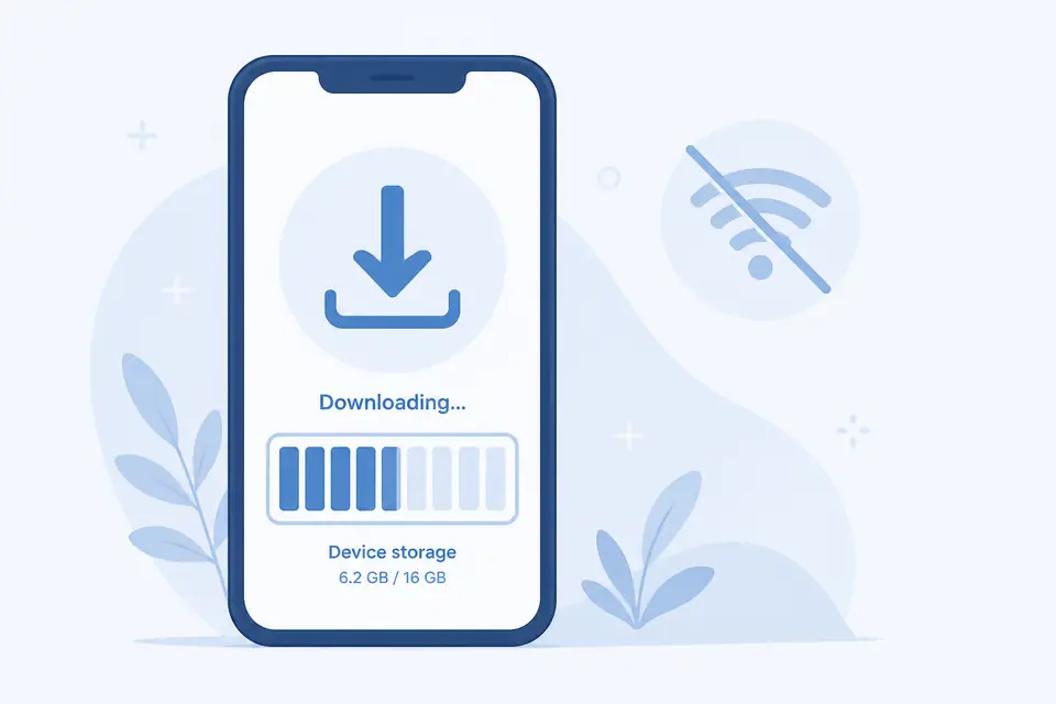 Offline movie download saving from phone to local storage illustration